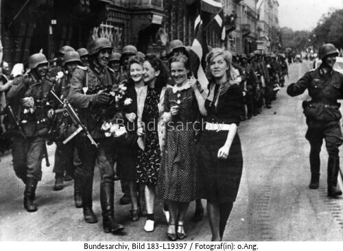 Riga, Begrüßung deutscher Soldaten