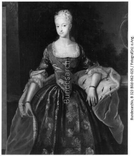 Deutsch, 2. Hälfte des 18. Jh., Prinzessin Friederike von Preussen im blauen Brokatkleid und Hermelinmantel