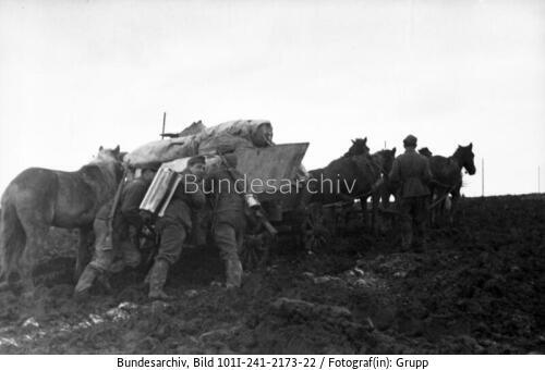 Russland, Pfergespann im Schlamm