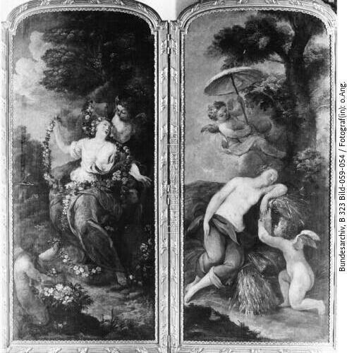 Französisch, Mitte 18. Jh., Vierteiliger Wandschirm
