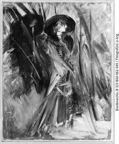 Boldini, Stehende Frau mit Hut im Busch