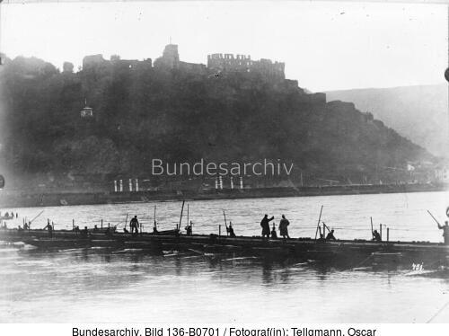 St. Goarshausen, Bau einer Ponton-Brücke