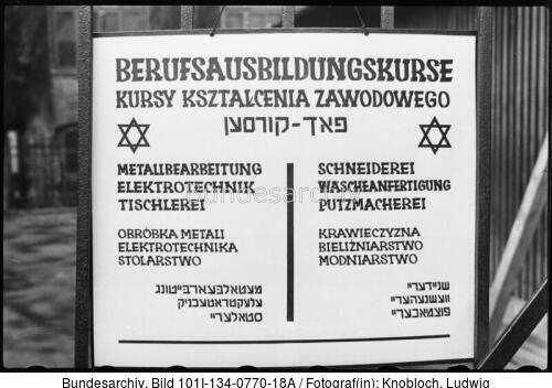 Polen, Warschauer Ghetto, Schild für Kurse