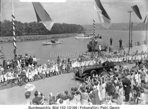 Koblenz, Deutsches Eck, Besuch Paul v. Hindenburg