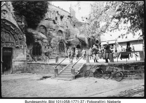Frankreich, Saint Emilion, Eingang der Felsenkirche