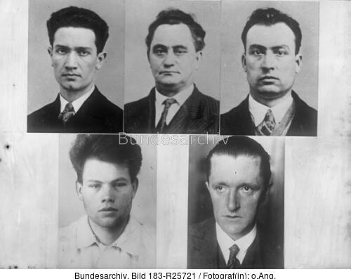 Tanew, Dimitroff, Popow, van der Lubbe, Torgler