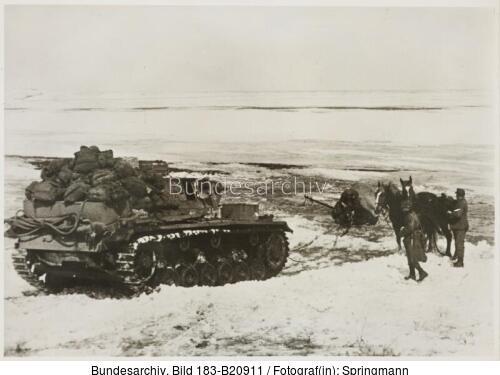 Russland, Pferdegespann im Schlamm