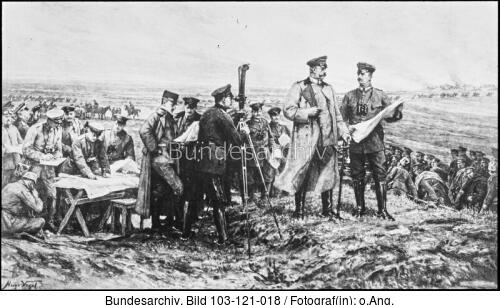 Tannenberg, Hindenburg auf Schlachtfeld