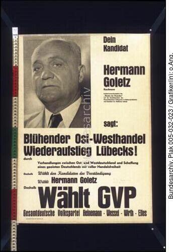 Bundestagswahl, GVP-Wahlplakat, Goletz
