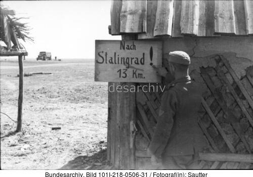 Russland-Süd, bei Stalingrad, Hinweisschild