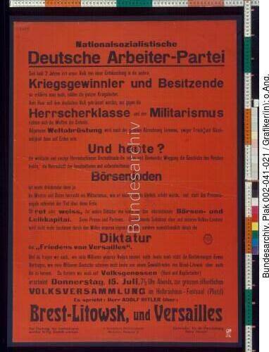 NSDAP, Versammlungsaufruf, Versailler Friede