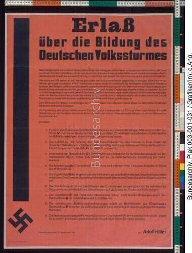 Erlass über die Bildung des Volkssturms