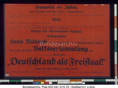 NSDAP, Versammlungsaufruf