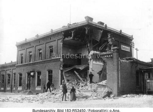 Hettstedt, Märzkämpfe, beschädigter Bahnhof