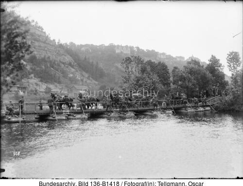 Reichswehrmanöver, 12. (Sächsisches) Reiter-Regiment, Pontonbrücke