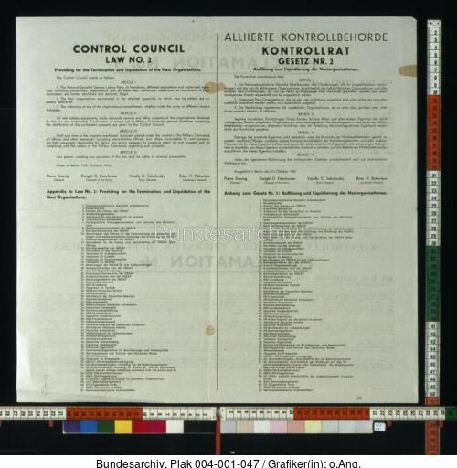 Alliierter Kontrollrat, Verbot NSDAP-Organisation