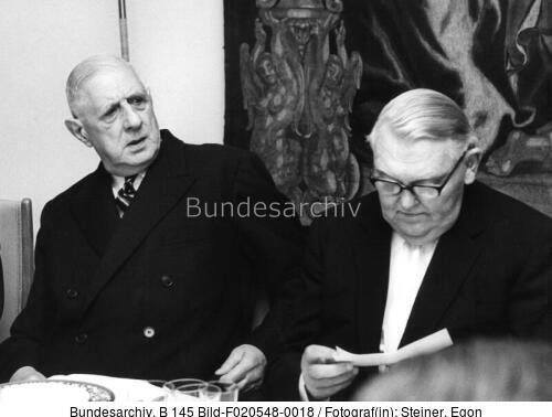 Bonn, Bundeskanzler Erhard mit Charles de Gaulle
