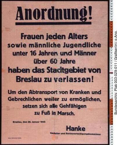 Breslau, Anordnung zur Evakuierung