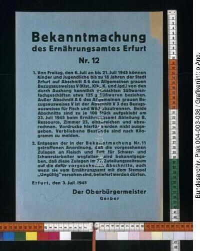 Besatzung Erfurt, Nahrungsmittel