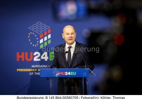 Bundeskanzler Olaf Scholz in Budapest / Informeller EU-Rat 2024