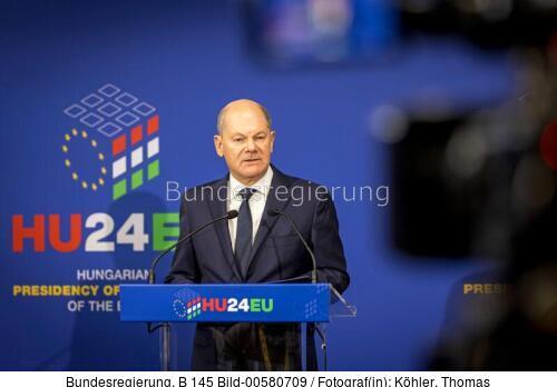 Bundeskanzler Olaf Scholz in Budapest / Informeller EU-Rat 2024