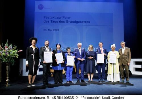 Bundespräsident Frank-Walter Steinmeier beim Festakt am Tag des Grundgesetzes 2023