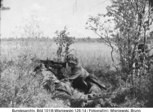 Russland, Soldaten der Waffen-SS, MG Posten