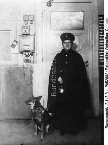Nachtwächterin mit Hund