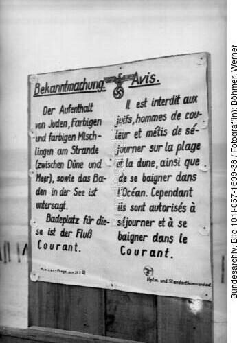 Frankreich, Badeverbots-Schild für Juden