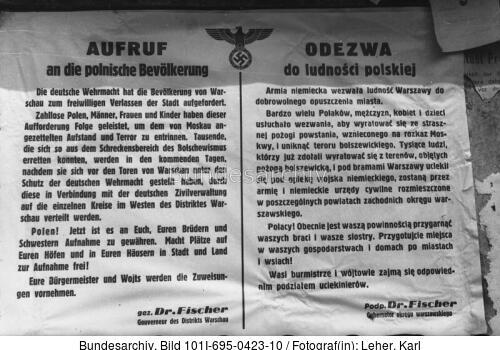 Warschauer Aufstand, Aufruf an Bevölkerung