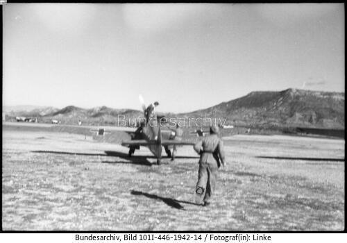 Rhodos, Feldflugplatz, Me 109 vor dem Start