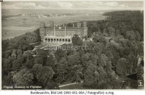 Schlesien, Schloss Kamenz, Luftbild