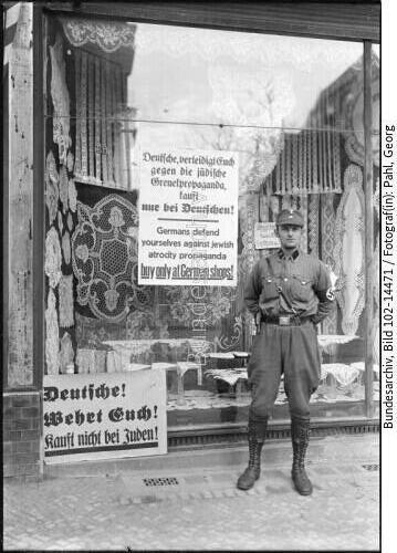 Berlin, <span class="match">NS-Boykott gegen jüdische Geschäfte</span>