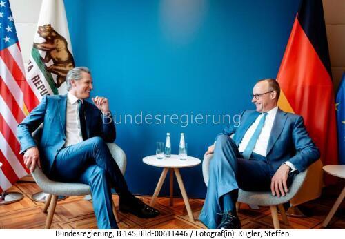 Bundeskanzler Friedrich Merz und kalifonischer Gouverneur Gavin Christopher Newsom 2026