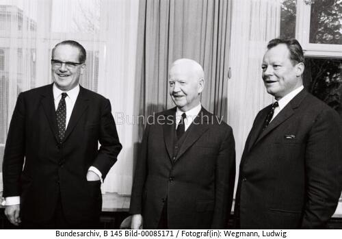 Bundespräsident Lübke mit BM Brandt und BM Wehner 1966