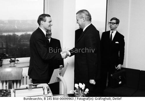 Britischer Technologieminister Wedgwood-Ben in Bonn 1968