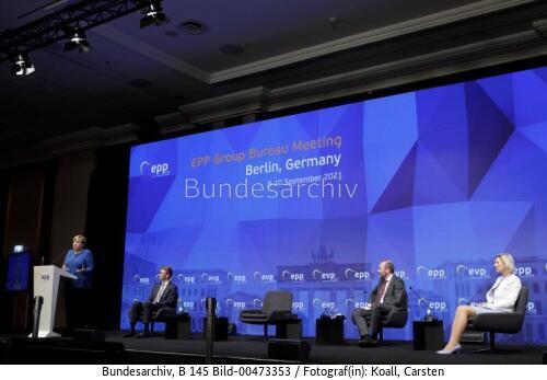 Bundeskanzlerin Angela Merkel bei der Klausurtagung des Vorstandes der EVP-Fraktion des Europäischen Parlaments 2021