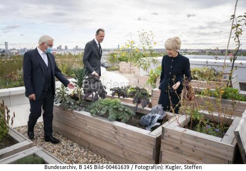 Bundespräsident Frank-Walter Steinmeier bei der Eröffnung des "Axel-Springer-Neubaus" 2020