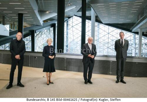 Bundespräsident Frank-Walter Steinmeier bei der Eröffnung des "Axel-Springer-Neubaus" 2020