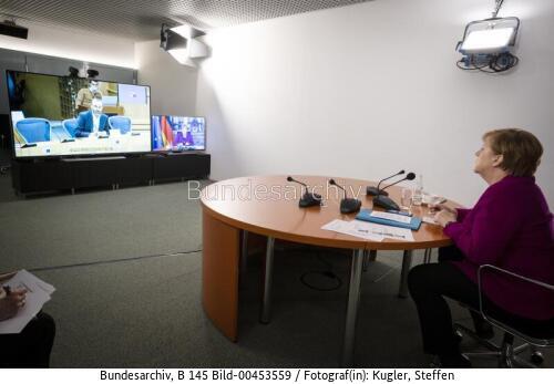 Bundeskanzlerin Merkel: Videokonferenz mit dem Präsidenten und den Fraktionsvorsitzenden im Europäischen Parlament 2020