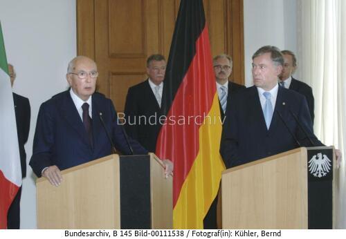 Italienischer Präsident Napolitano in Berlin 2006