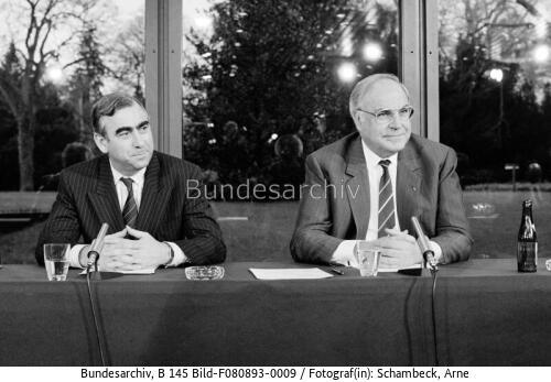 Bonn, Bundeskanzleramt, Pressekonferenz, BK Kohl, MdB Waigel