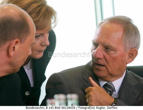 Bundeskanzlerin Merkel, BM Tiefensee und BM Schäuble 2007
