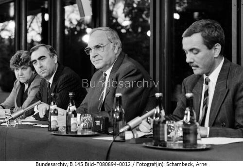 Bonn, Bundeskanzleramt, Pressekonferenz, BK Kohl, MdB Waigel
