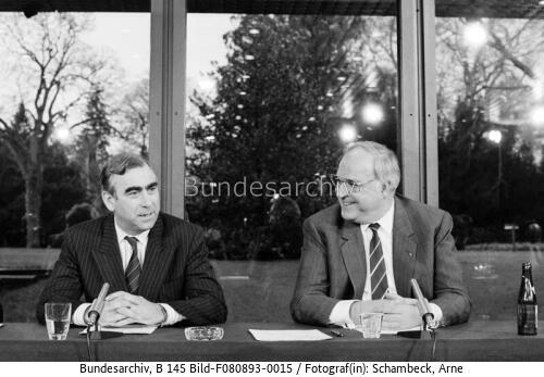 Bonn, Bundeskanzleramt, Pressekonferenz, BK Kohl, MdB Waigel