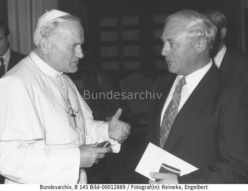 Papst Johannes Paul II. mit Ex-BM Leber im Vatikan 1979