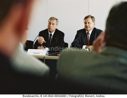 BM Wolfgang Clement und Bahn-Chef Hartmut Mehdorn