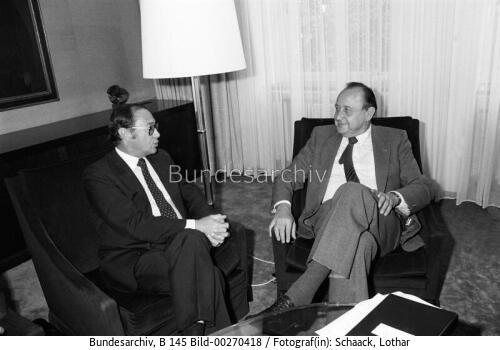 Schweizer Außenminister Aubert in Bonn 1985