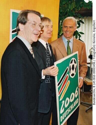 BM Schily mit BM Müntefering und Franz Beckenbauer: WM 2006