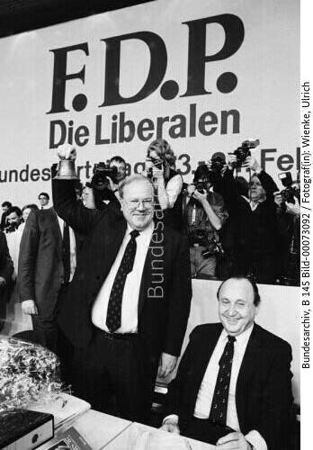 Parteitag der <span class="match">FDP</span> in Saarbrücken 1985 / AM Genscher und BM Bangemann